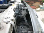 Hood latch custom silver brackets horn mount front engine bay 2001 Toyota Corolla K5LA train horn gallery photo 14