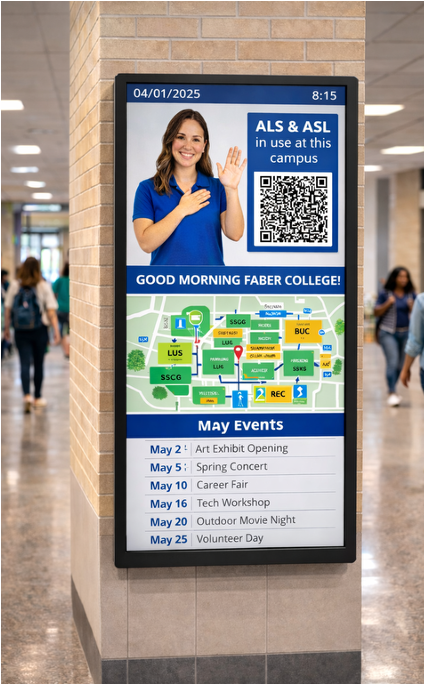 Accessible campus digital signage