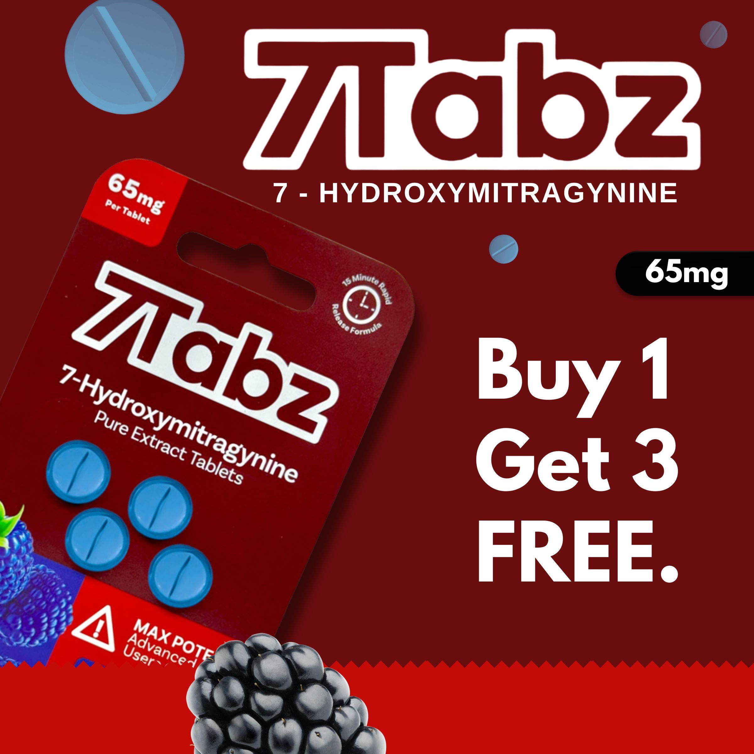 Tabz 7-Hydroxymitragynine supplement with promotional offer.