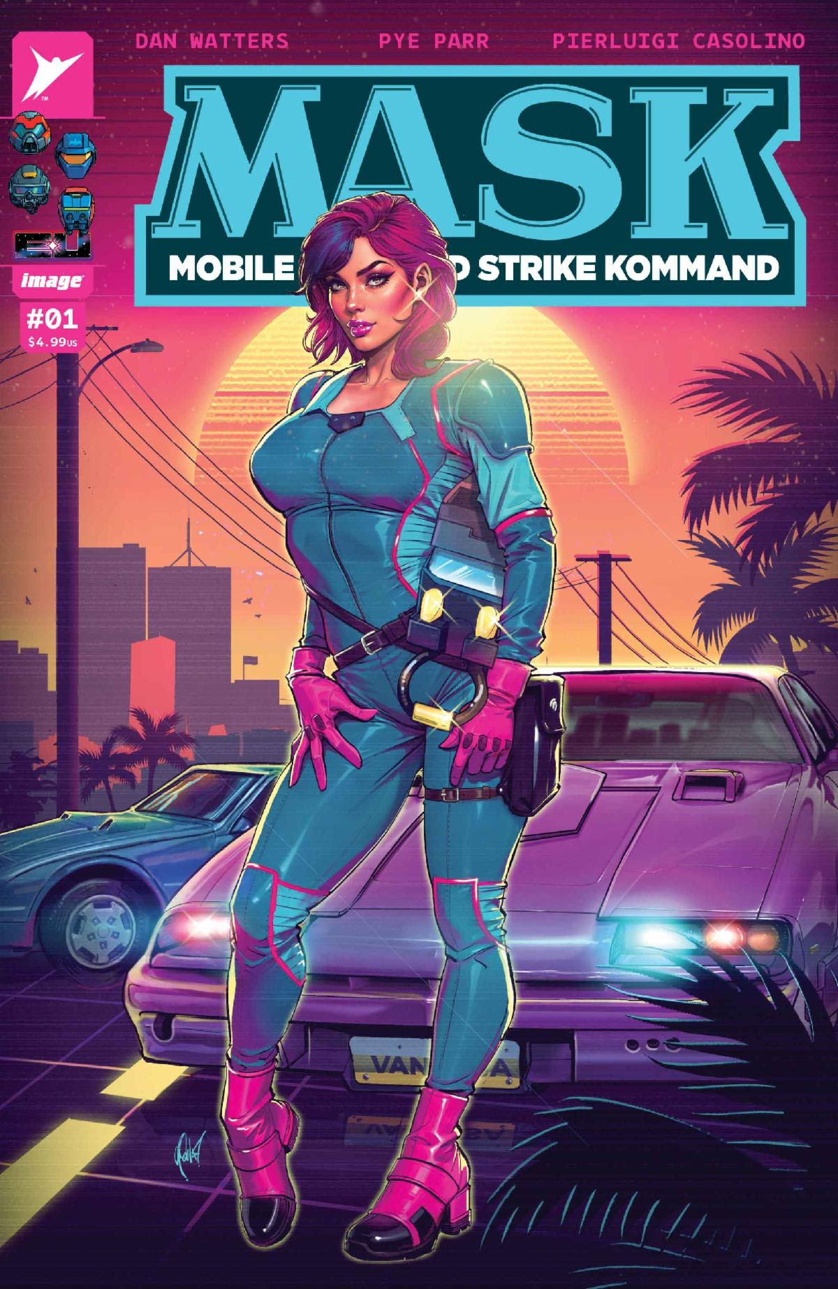 Comic cover featuring a female character in a futuristic outfit.