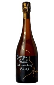 A bottle of sparkling wine with artistic label design.
