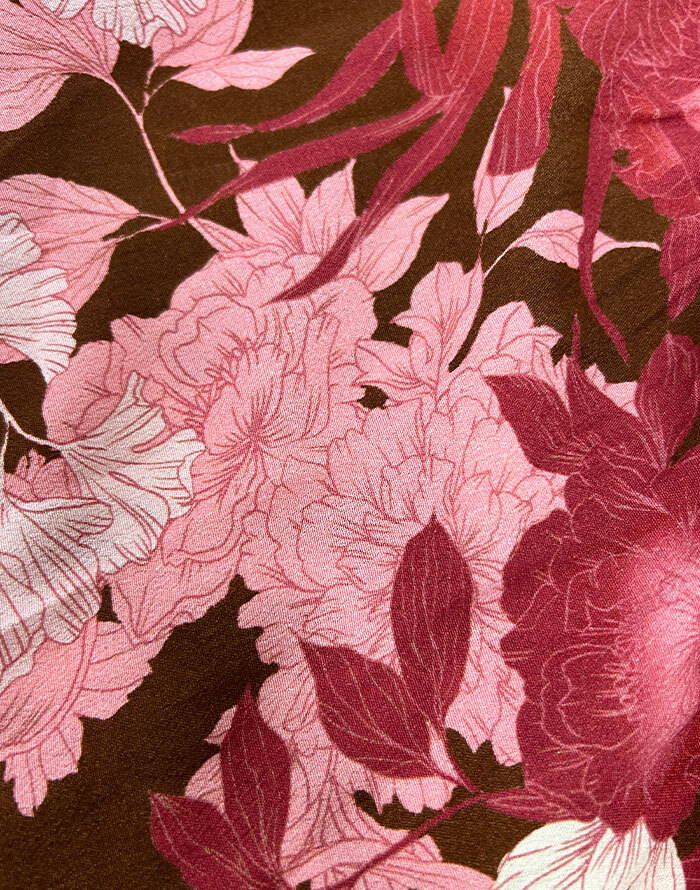 KIVARI Hacienda Print on fabric | Pink, red and burgundy floral print