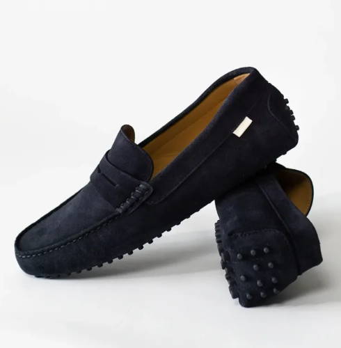 mens leather driving loafers