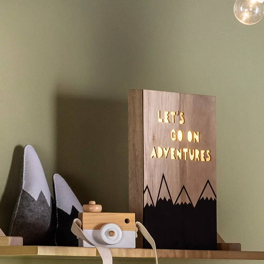 adventure slogan children's wall light on shelf