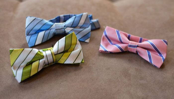 Three striped pre-tied band collar bow ties