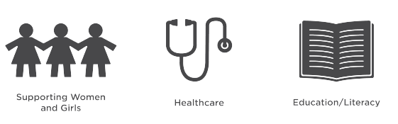 Supporting women and girls, healthcare, education and literacy