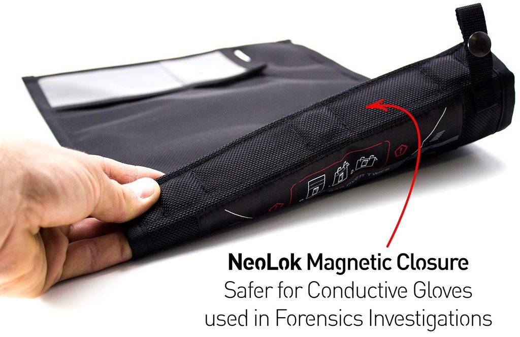 Mission Darkness NeoLok Magnetic Closure Faraday Bag tablet cell phone wireless signal isolation sleeve digital forensics
