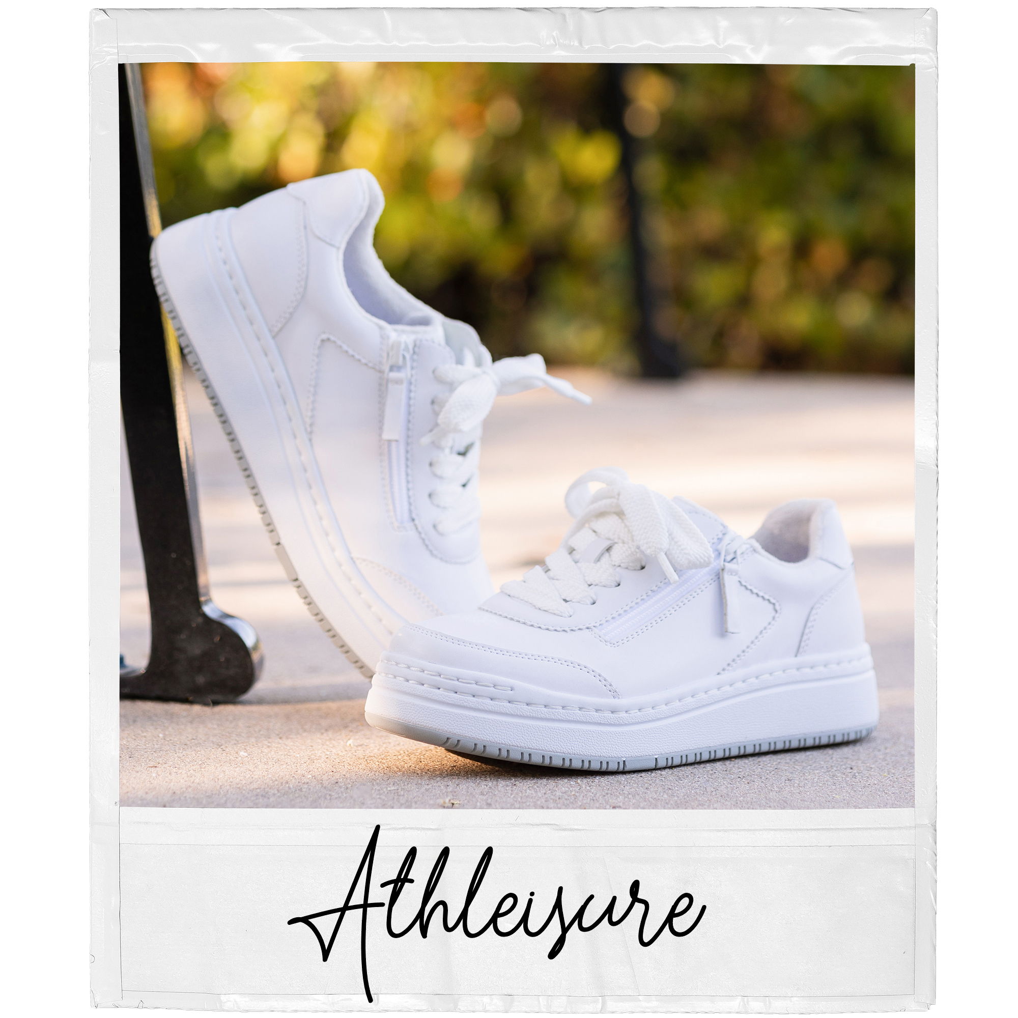 Athleisure collection featuring Averie Retro White Sneaker | Alegria Shoes