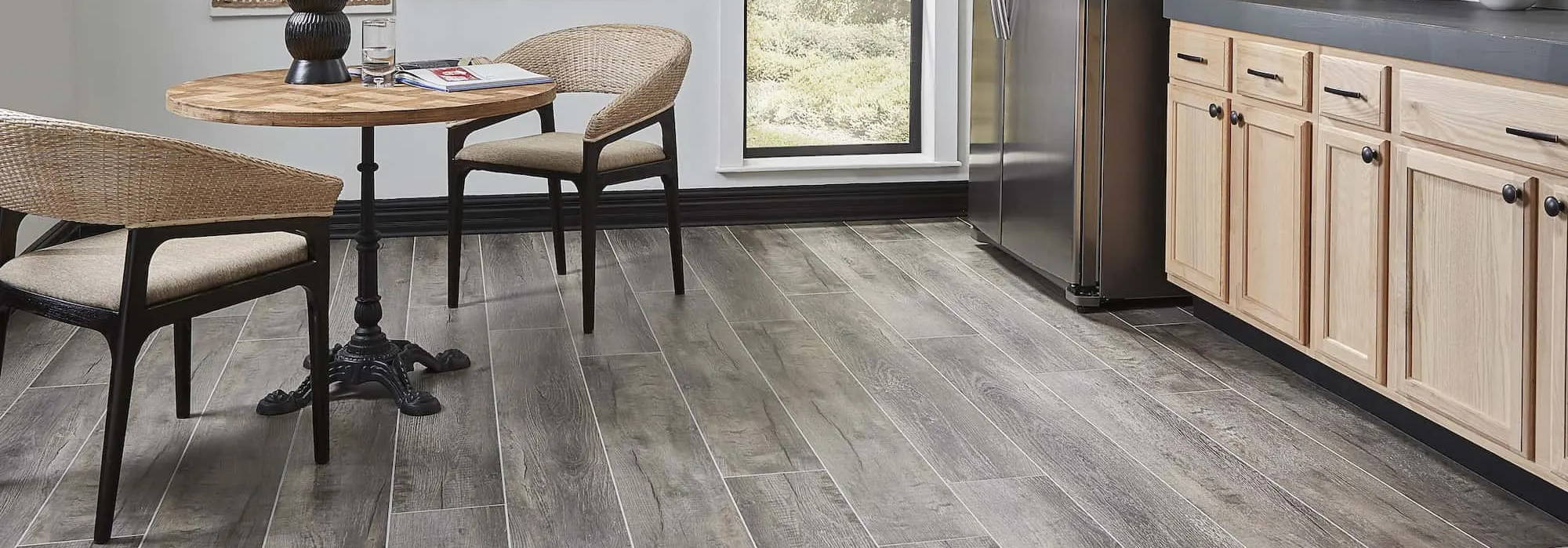 Kaouds Vinyl Flooring is perfect for kitchens, living rooms, bathrooms and more!