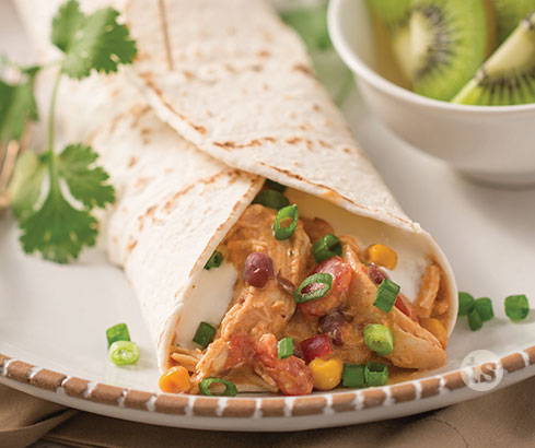 Slow-Cooked Salsa Chicken Wraps