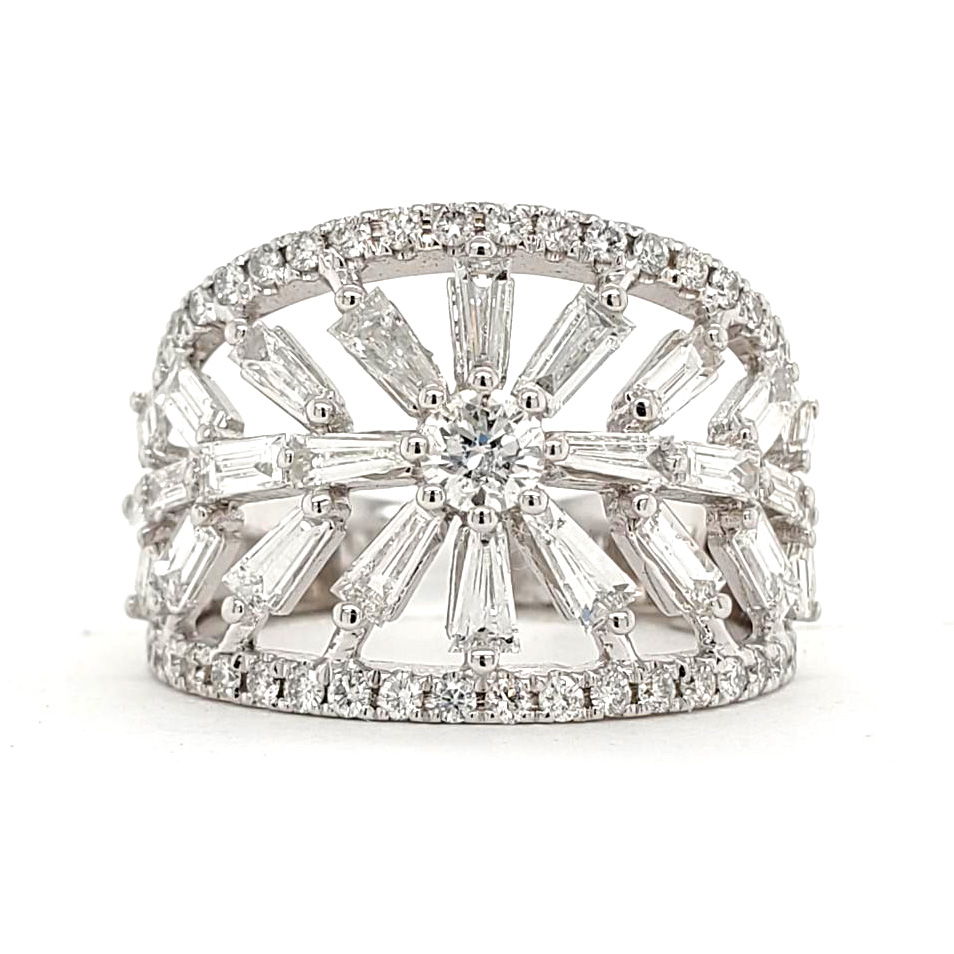 Custom made diamond band with starburst design