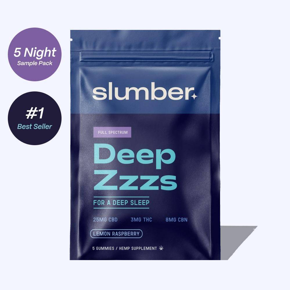Slumber Sleep Aid 'Deep Zzzs' Full-Spectrum Pouch, displayed upright with a 'Top Seller' stamp.