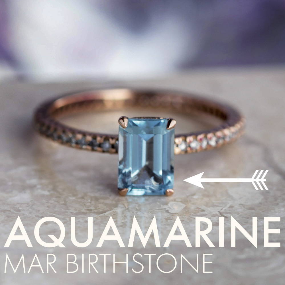 Aquamarine and rose gold ring