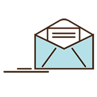 Icon of a blue envelope letter being sent