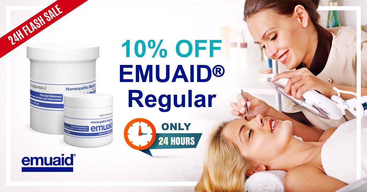 A picture of Emuaid ointments with 2 women