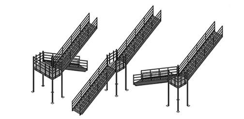 Mezzanine staircase landing options including straight, u-shape and l-shape.