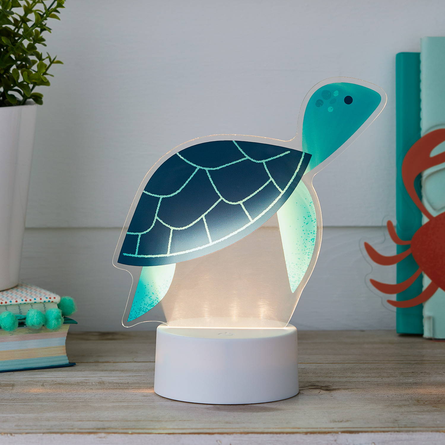 Tortoise table light illuminated