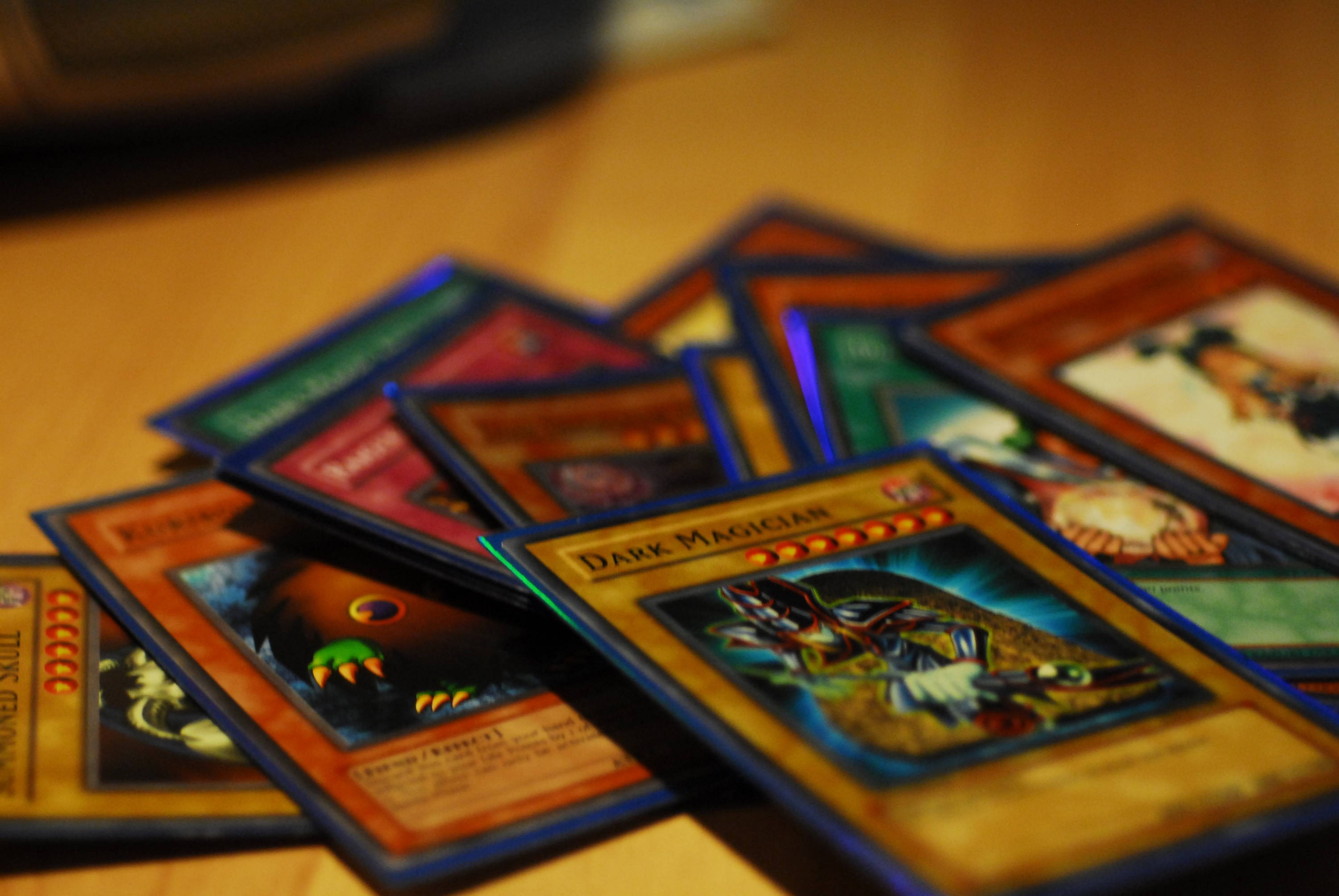 Yu-Gi-Oh! cards, including the iconic Dark Magician.