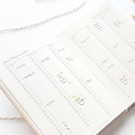 Yearly plan - O-CHECK Eco-friendly 2020 A6 dated daily diary planner