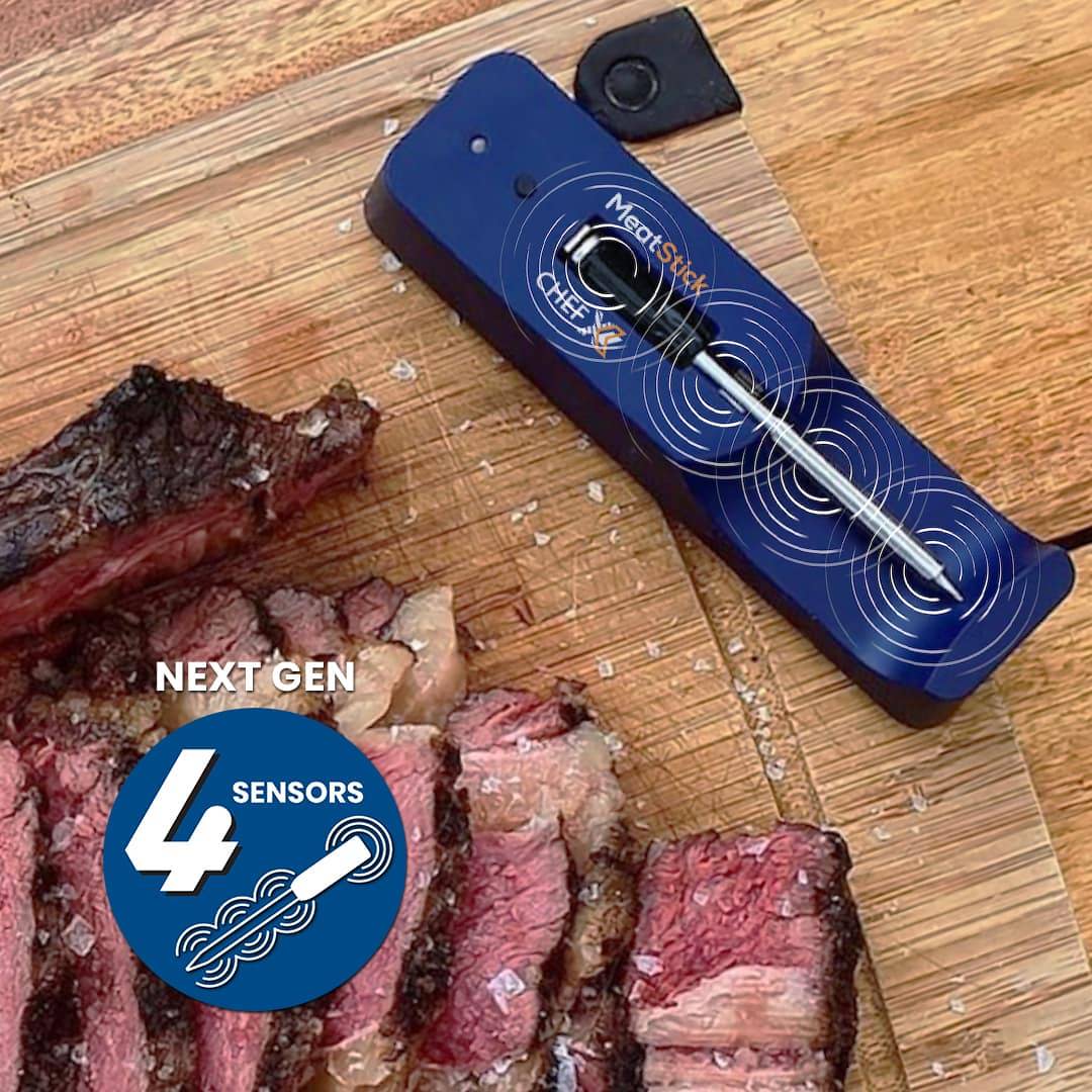The MeatStick Chef: The Smallest Wireless Meat Thermometer with Quad Sensors for Everyday Cooking