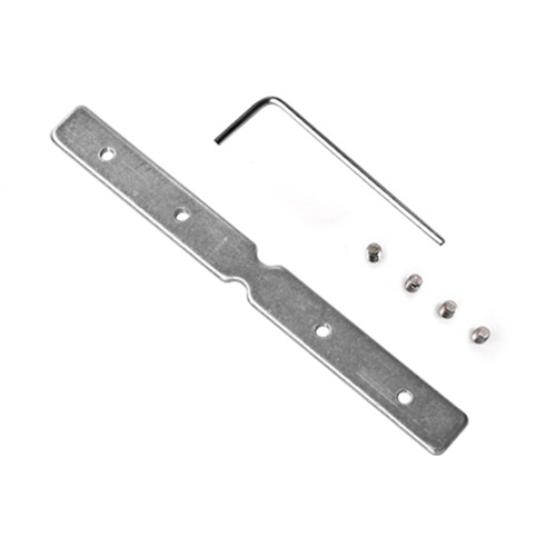 Metal bracket with screws and an Allen wrench.