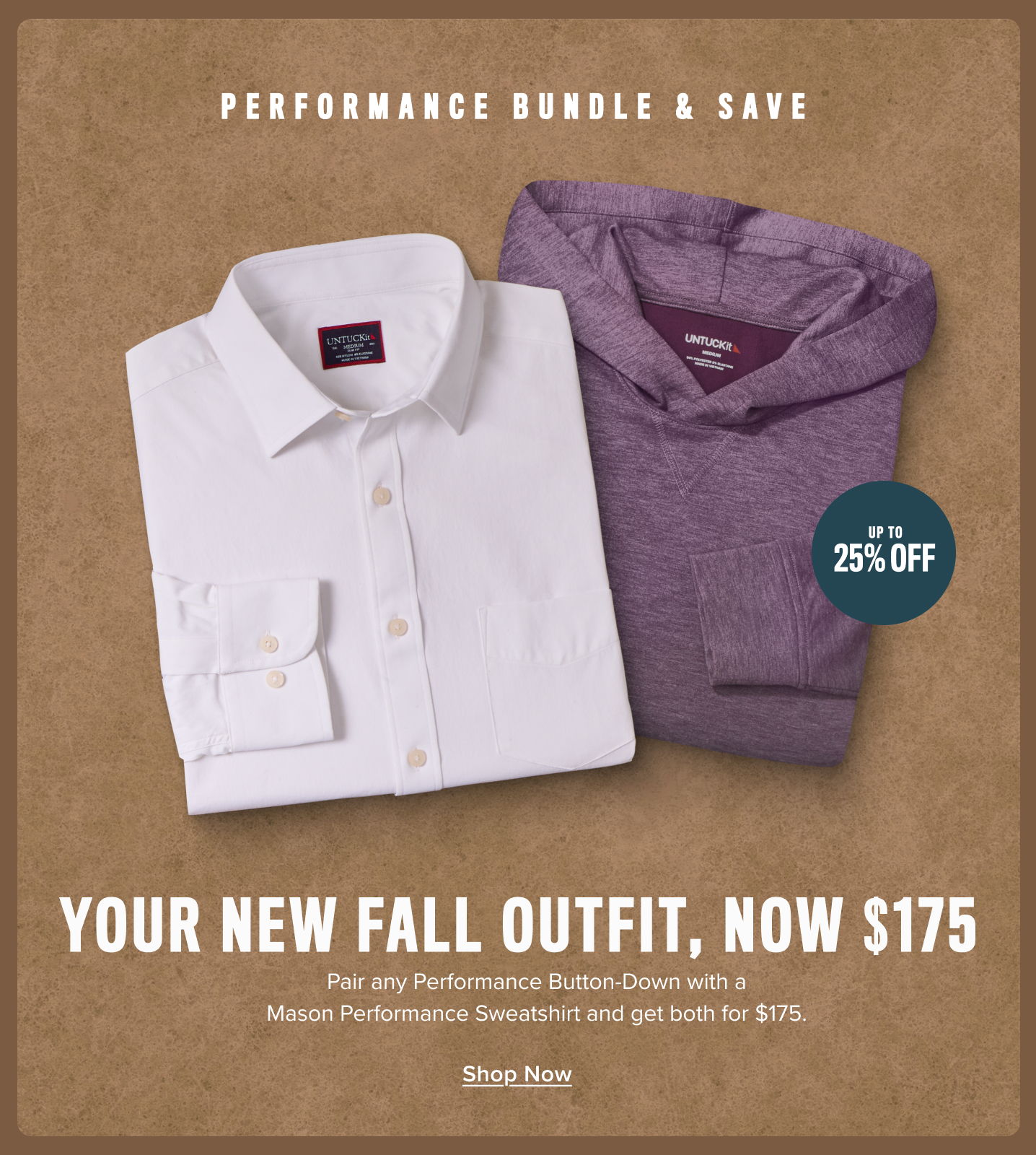 Image of two shirts with a promotional offer for a fall outfit.