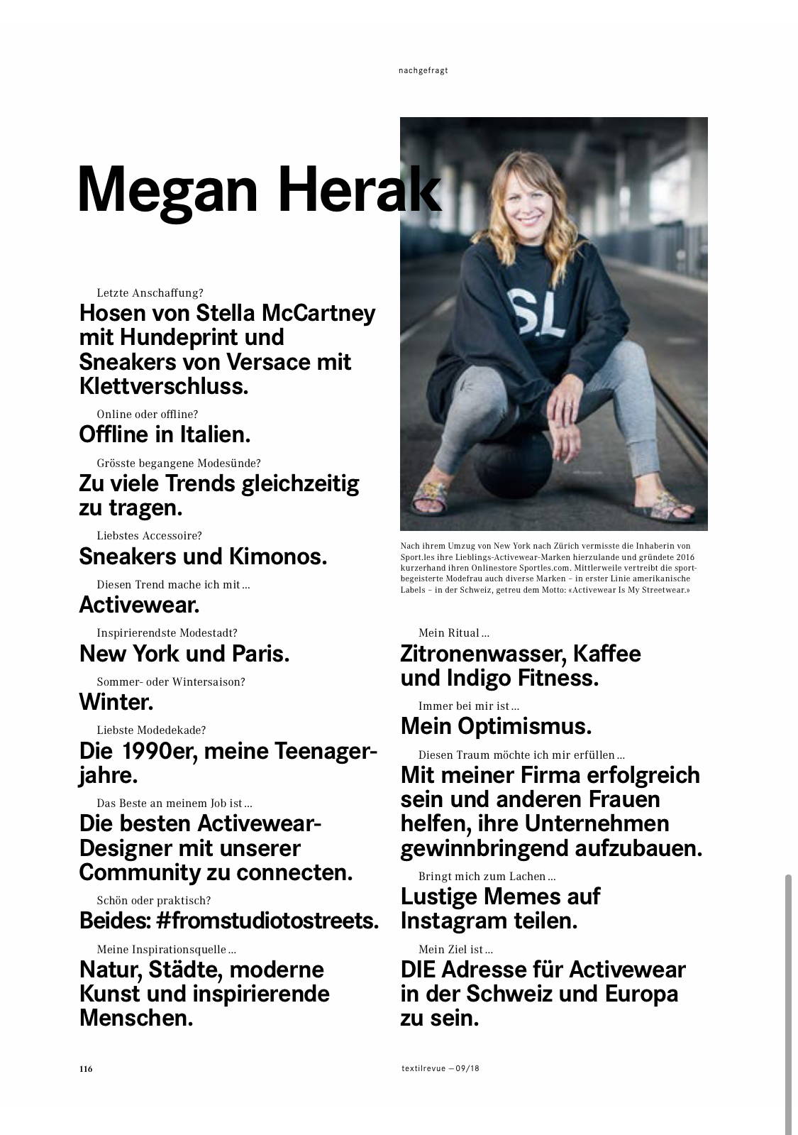 TEXTILEREVUE - NZZ - SPORT.LES - MEGAN HERAK