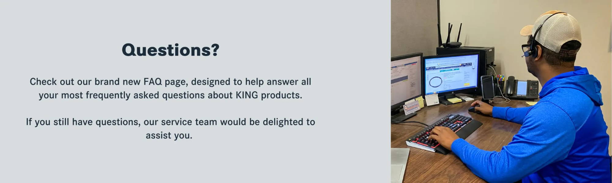Comprehensive FAQ section with detailed answers to frequently asked questions about product features, installation, troubleshooting, and customer service support for KING Connect