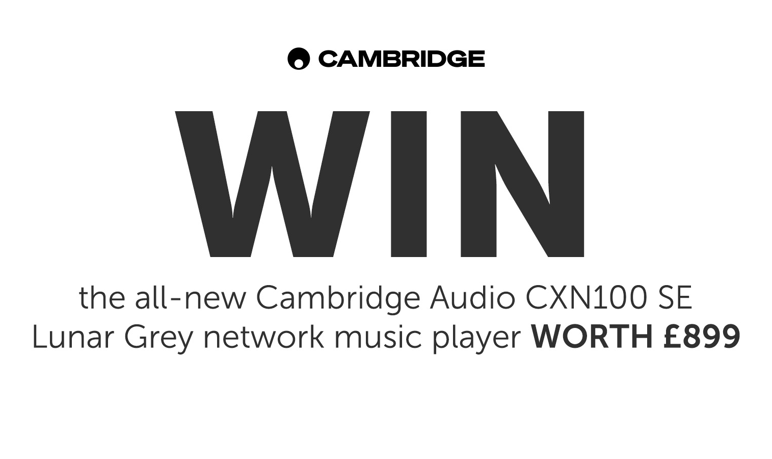 Text promoting a contest to win a Cambridge Audio music player.
