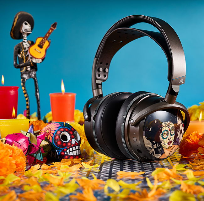 Dia De Los Muertos 001 reskin on a table with a colorful ofrenda arrangement
