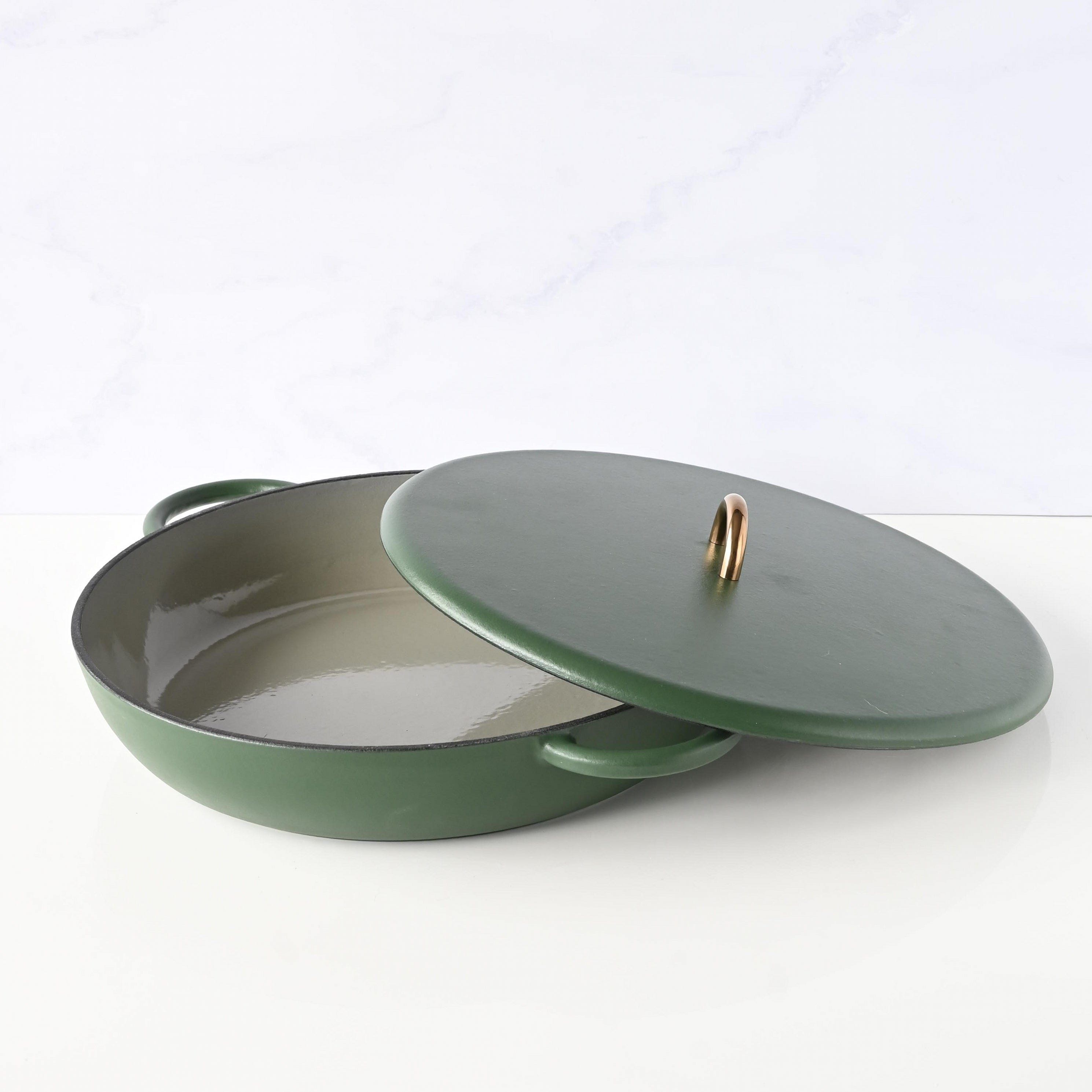Firra cast iron casserole dish showing glossy interior