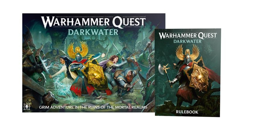 Warhammer Quest: Darkwater game box and book cover.