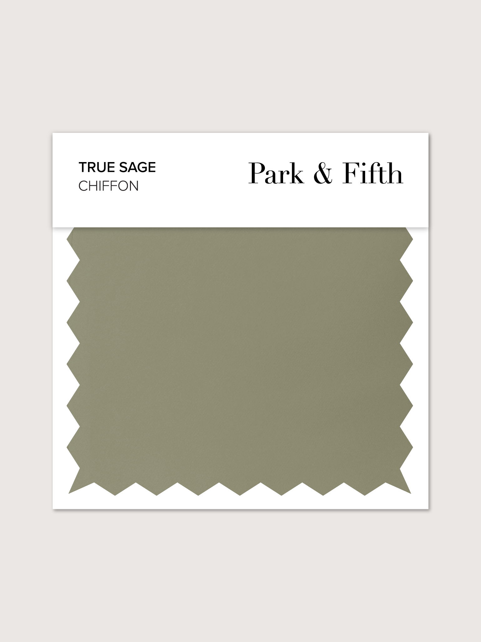 Swatch of true sage chiffon fabric by Park & Fifth.