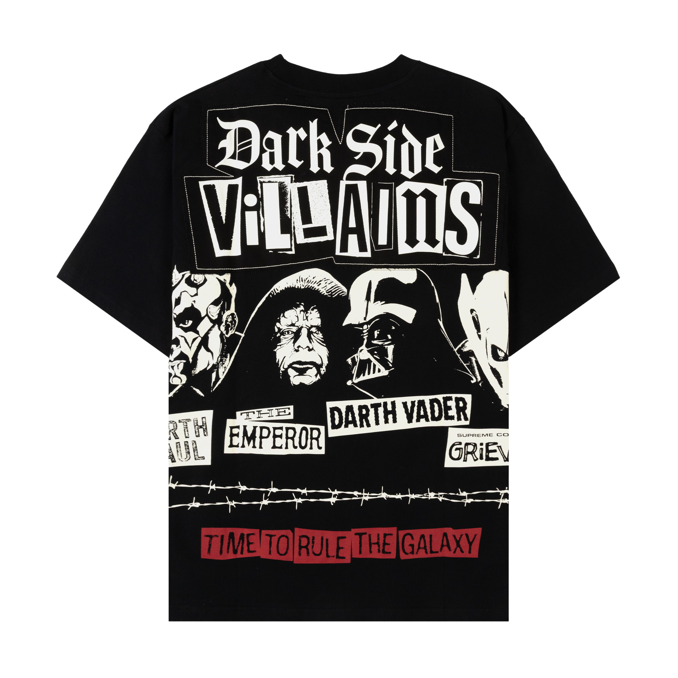 Black t-shirt featuring Star Wars characters and 