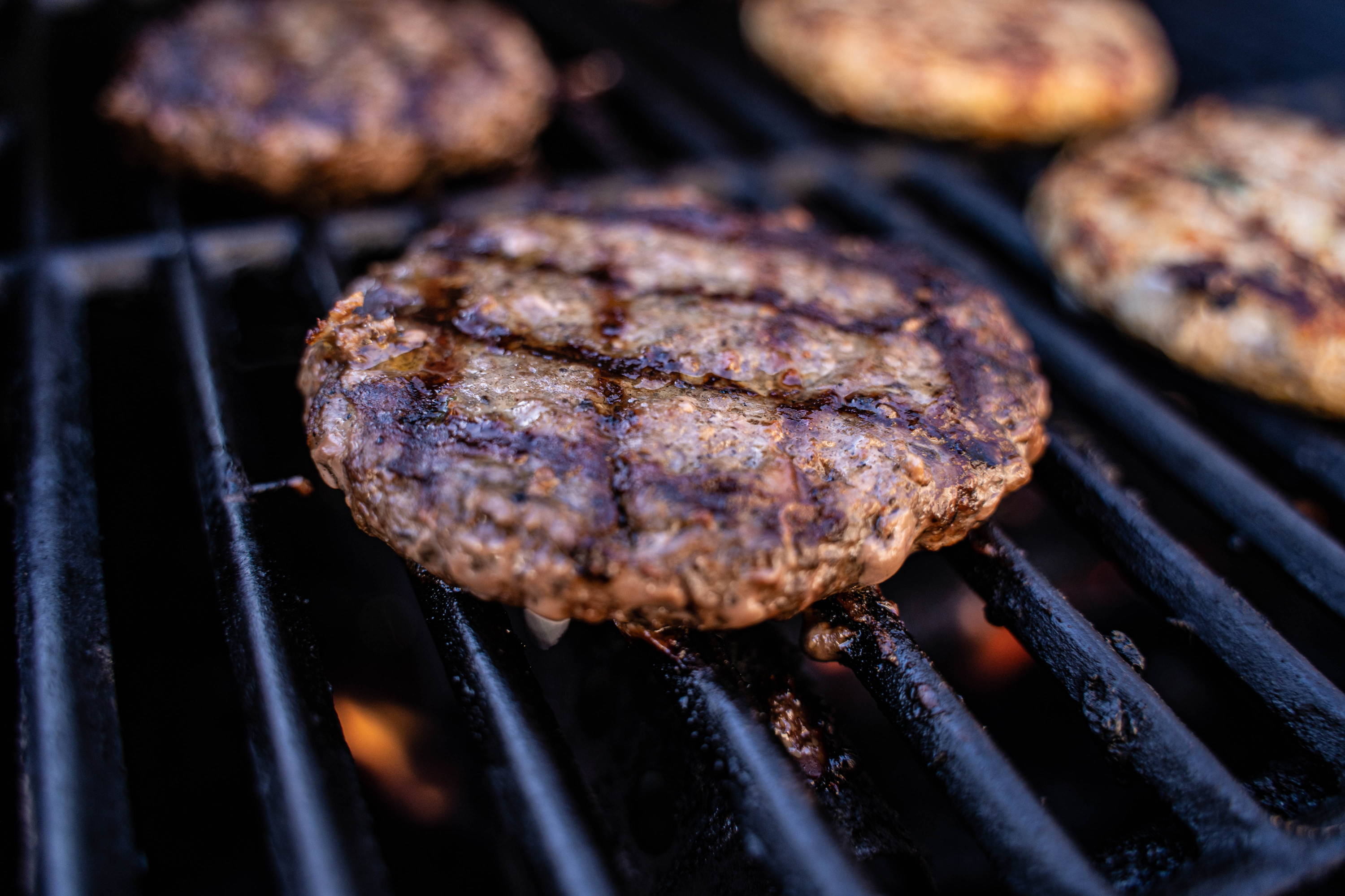 Grass Fed Beef Pattie on Grill