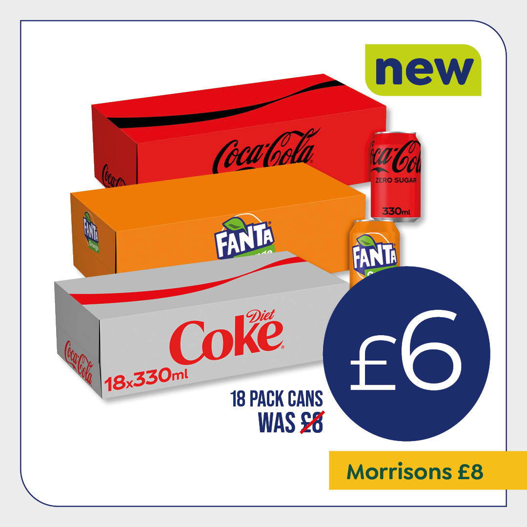 New 18 pack cans Coca-Cola, Fanta & Diet Coke