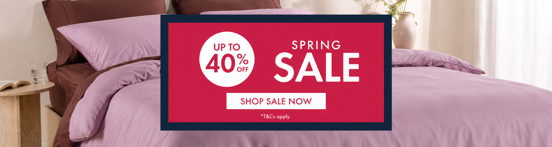 Spring sale up to 40% off on bedding.