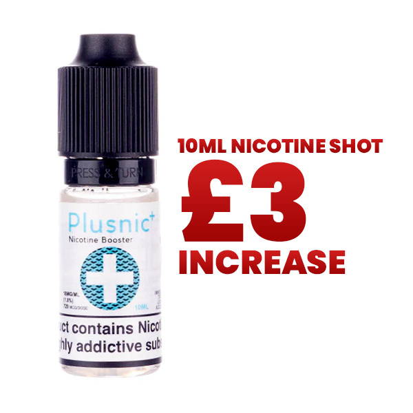 Image showing the £1 increase on 10ml 18mg nic shot e-liquids