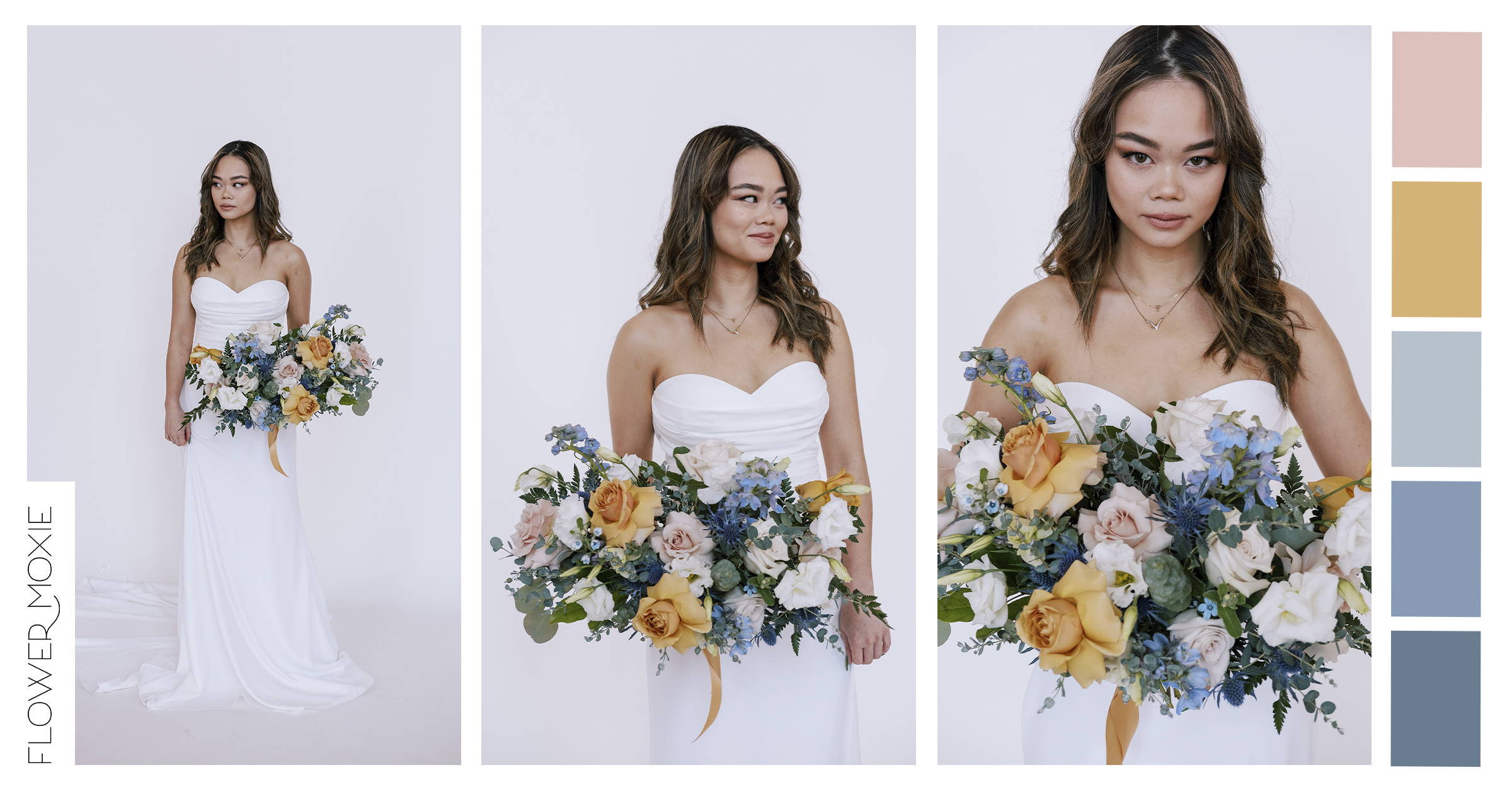 dusty blue blush and gold wedding flower package