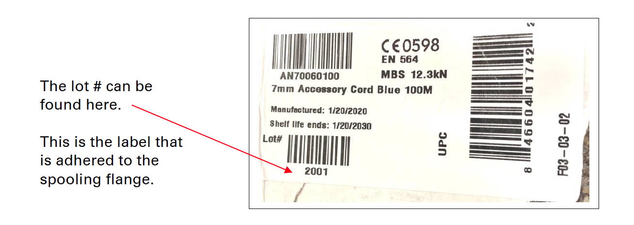 image of Lot label on packaging