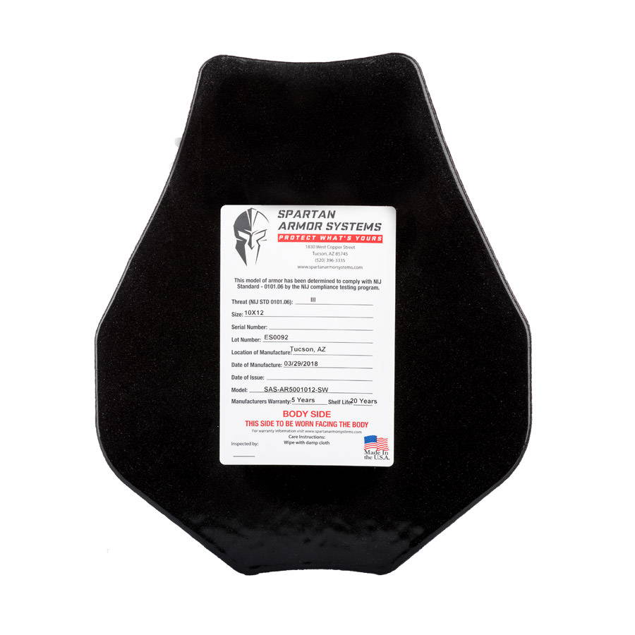 Body Side of Spartan™ Omega™ Swimmers Cut Level III Steel Core Body Armor