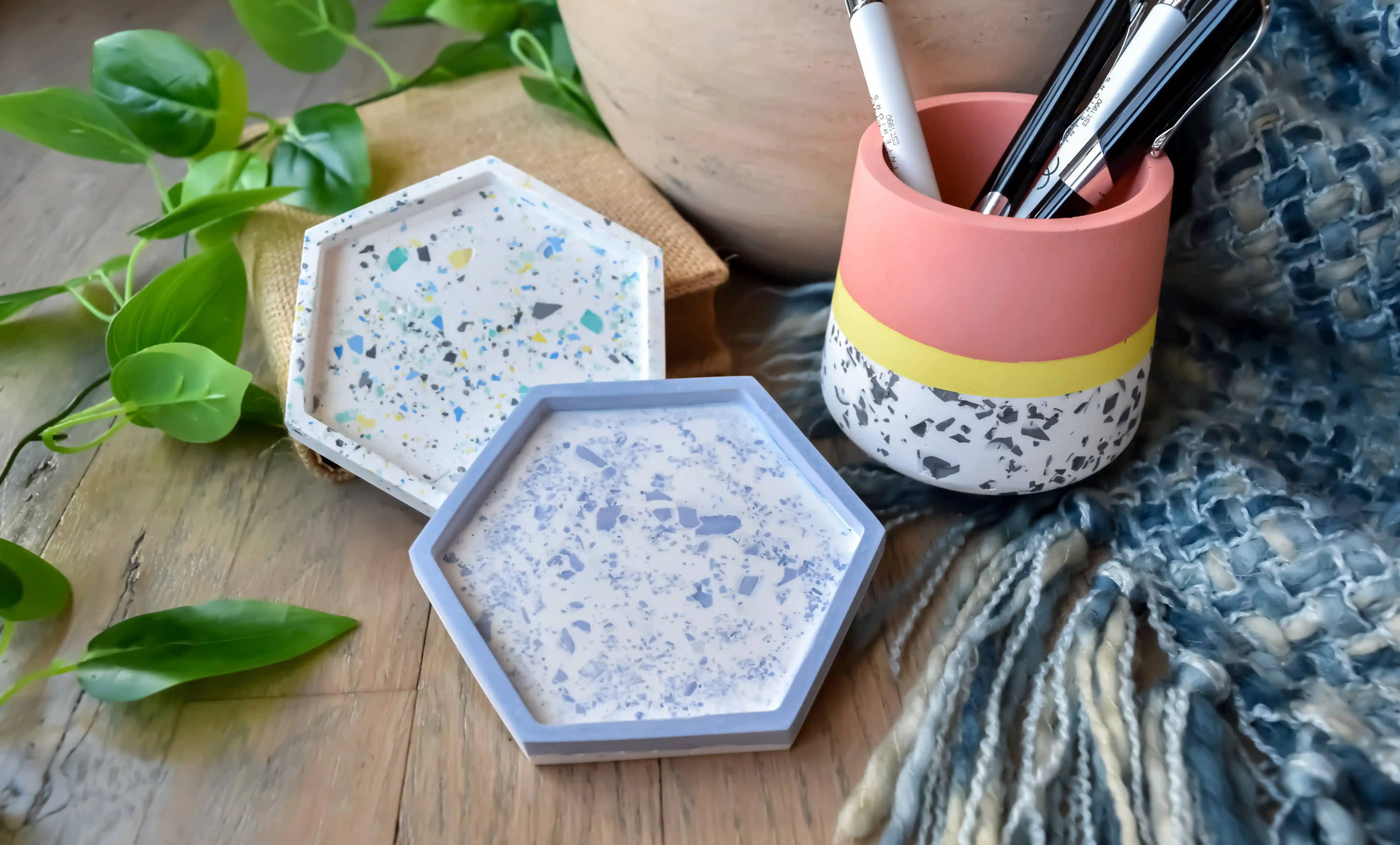 Hydrocast items made with terrazzo chips