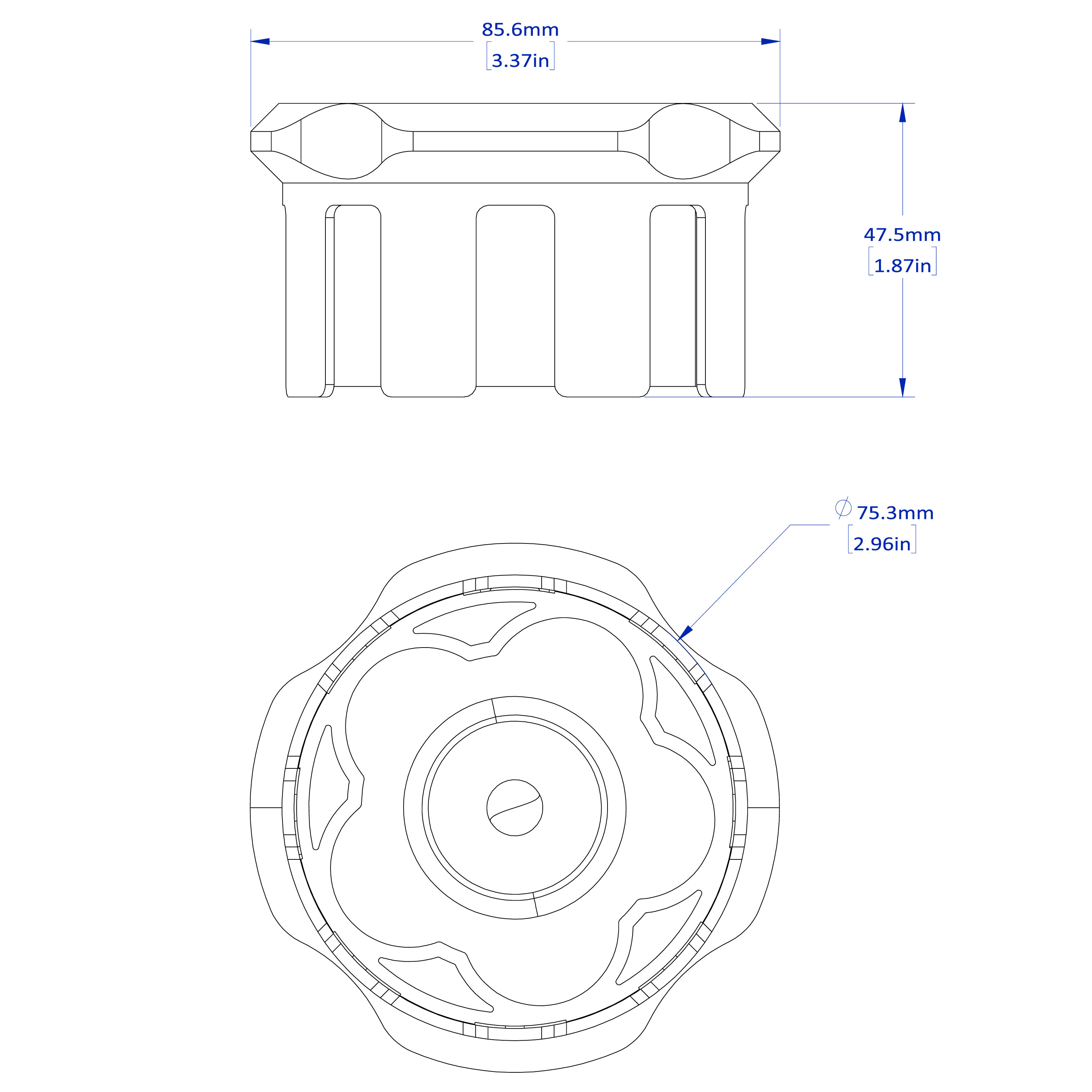Technical drawing of a component with dimensions indicated.