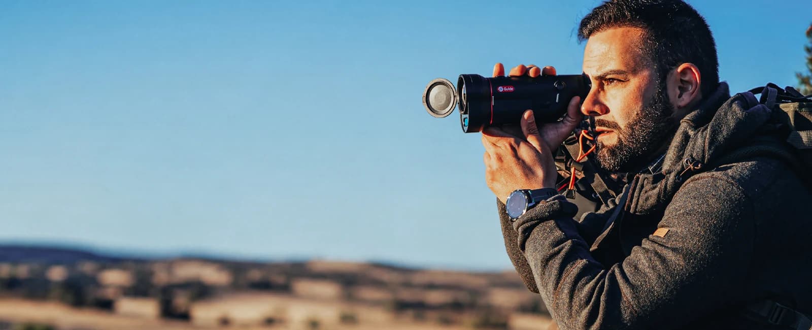 Guide TD635LS thermal imaging monocular used for long-range outdoor observation