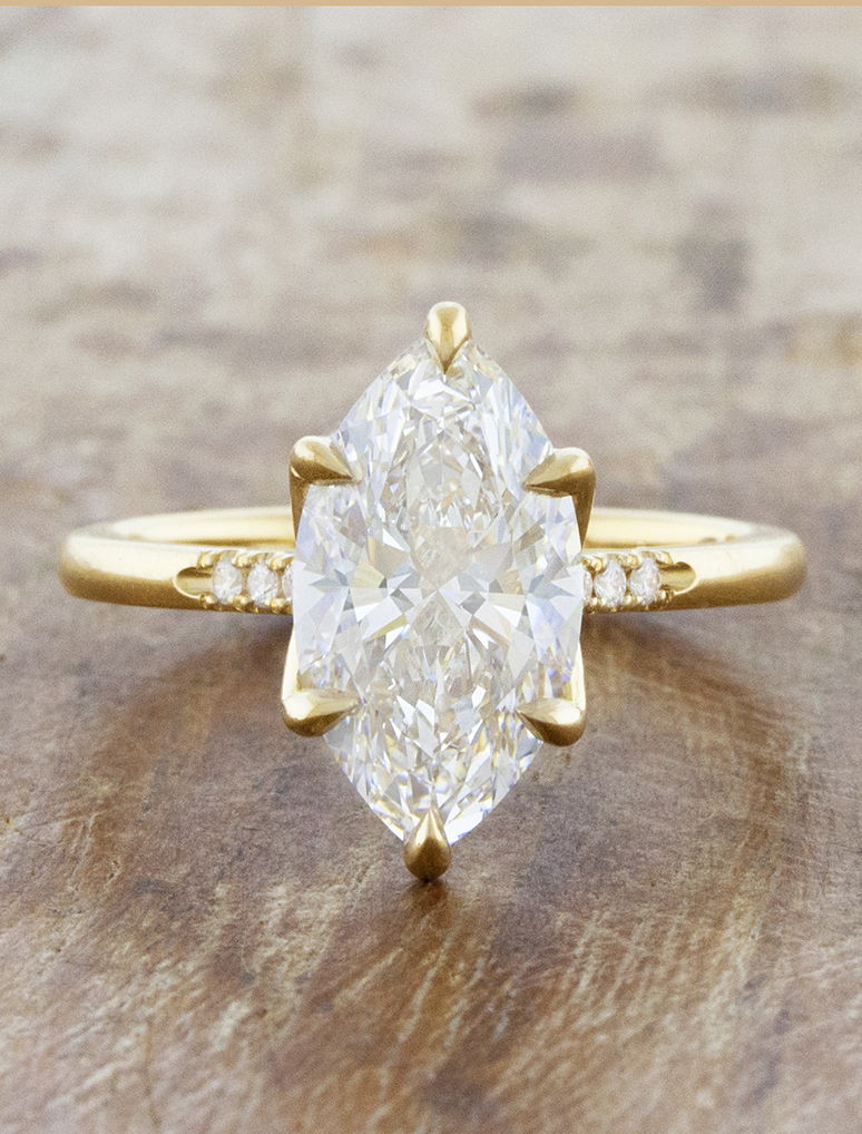 caption:Shown with 3.5ct marquise diamond in 14k yellow gold 
