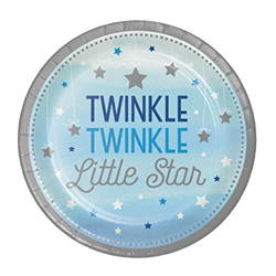 Image of round one little star boys plate. Shop all one little star boys party supplies.