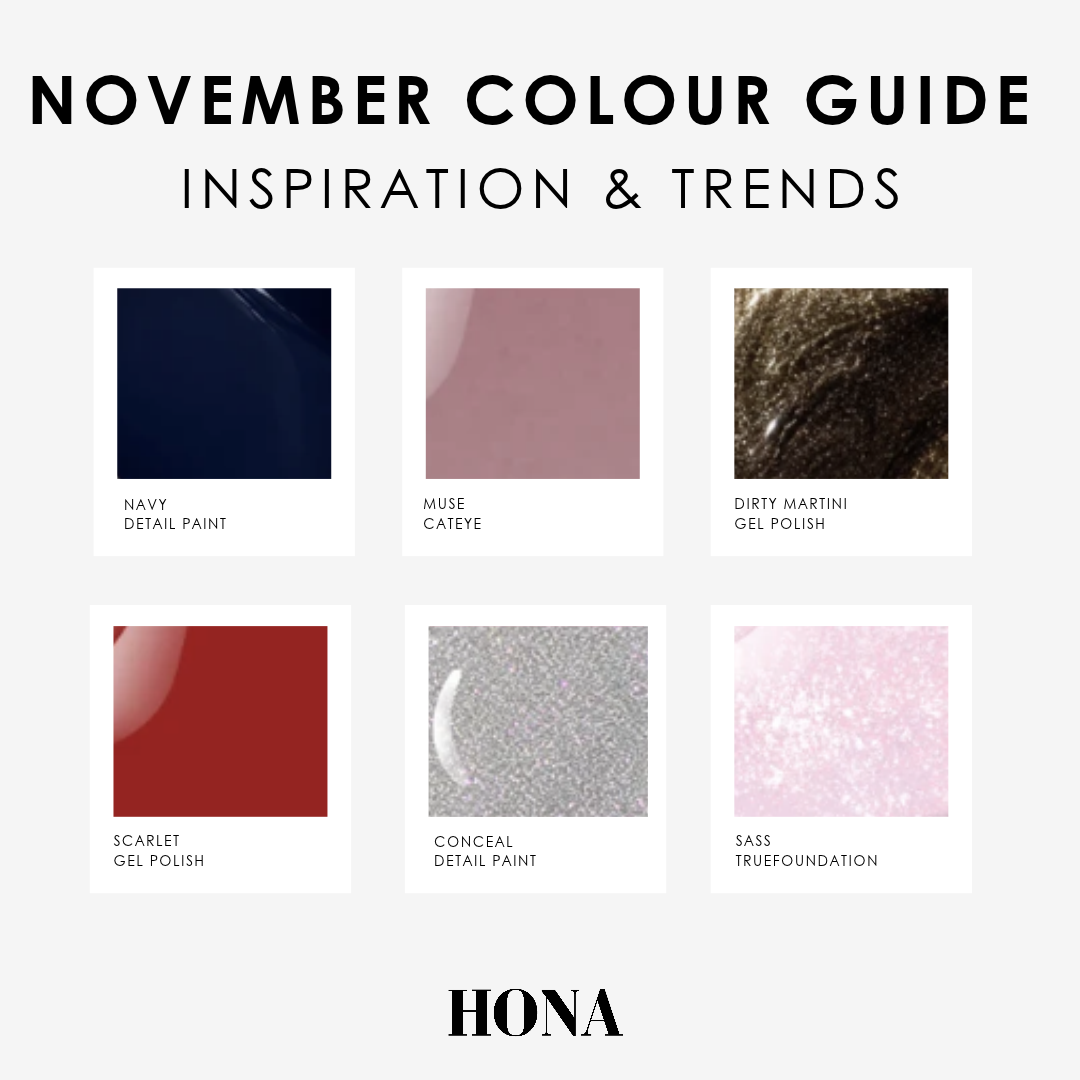 November colour guide with swatches and trends from HONA.