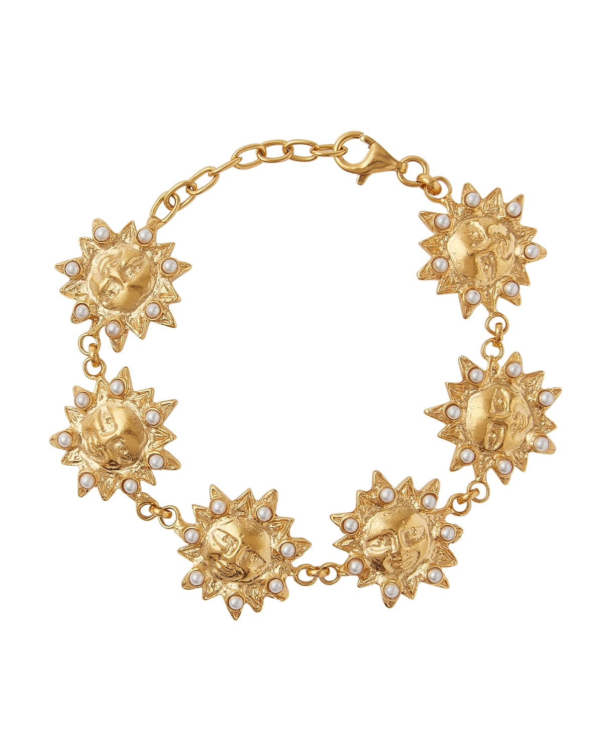 Soru Jewellery Treasures Sun Chunky Bracelet 18ct gold plated solid silver, embellished with mini pearls 