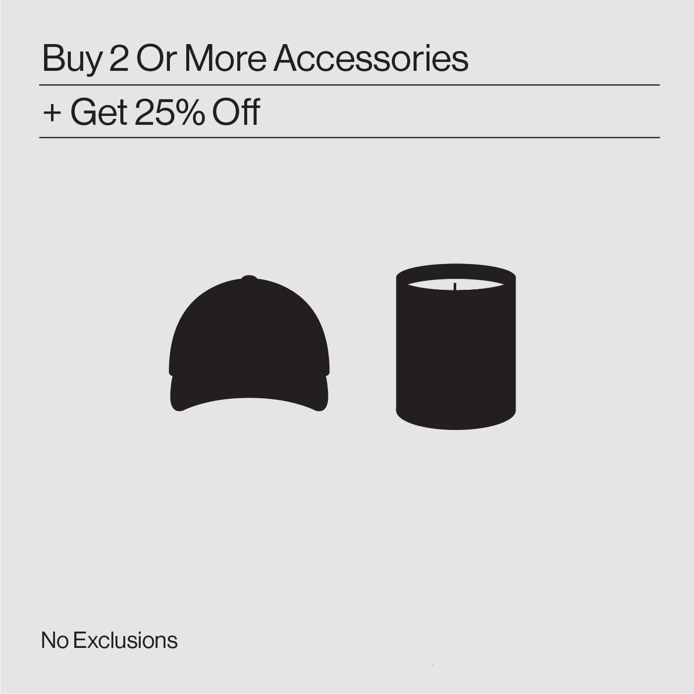 Promotional graphic for accessories with a discount offer.