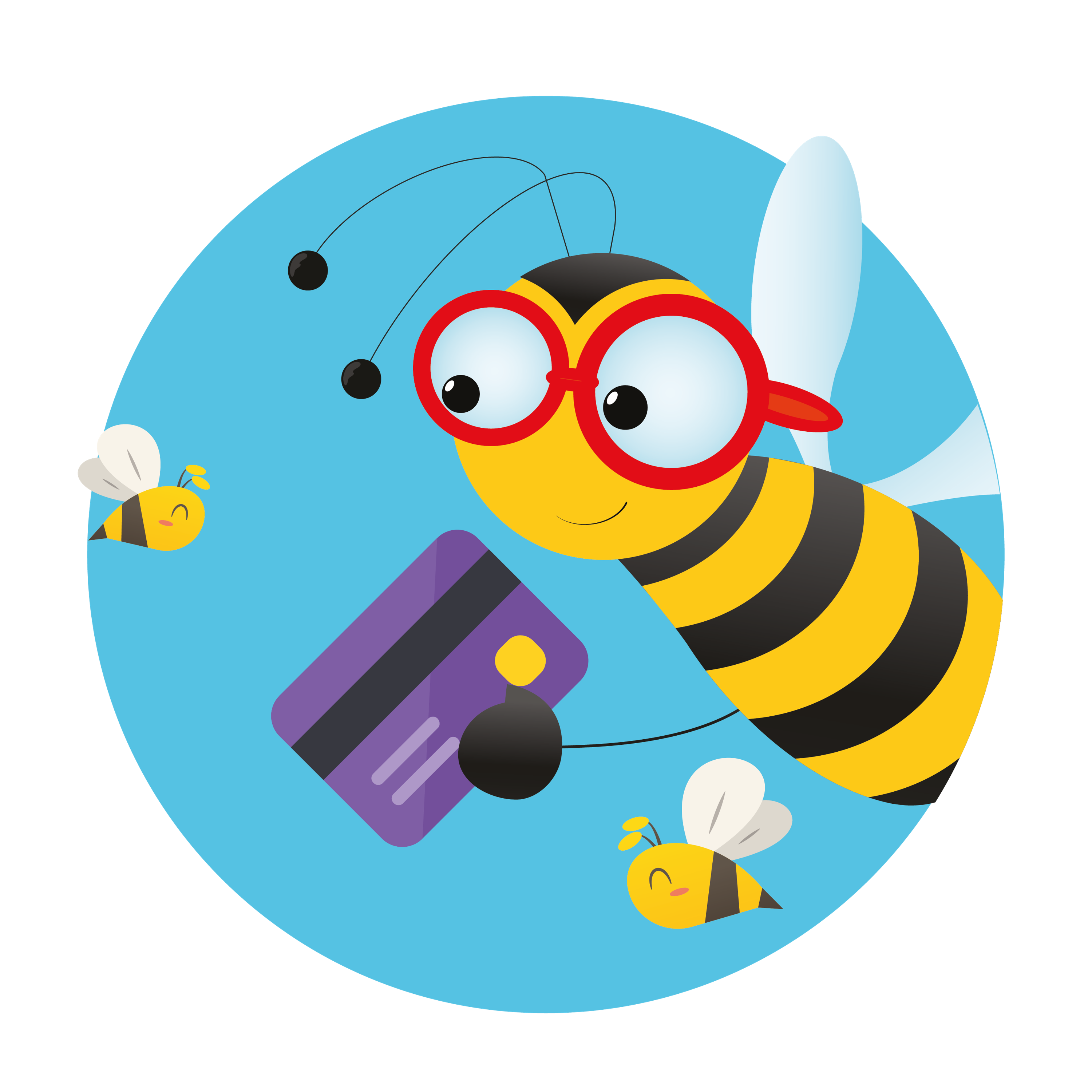 Bee holding a payment card for the PAYG PlanBee membership